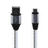 USB кабель "LP" Micro USB Кожаная оплетка 1м. (серебряный/европакет)