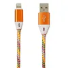USB кабель "LP" для Apple Lightning 8 pin оплетка и металлические разъемы 1м. (оранжевый/европакет)