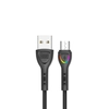 USB кабель Earldom EC-117M MicroUSB, 3A, LED, 1м, нейлон (черный)