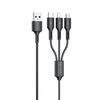 USB кабель WK Upine WDC-137th Lightning 8-pin/MicroUSB/Type-C, 3A, 3в1, 1.2м, TPU (черный)