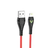 USB кабель BOROFONE BX65 Bright Lightning 8-pin, 1м, 2.4A, TPE, LED (красный)