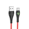 USB кабель BOROFONE BX65 Bright Type-C, 1м, 3A, TPE, LED (красный)