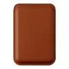 Чехол-бумажник магнитный MagSafe кожаный для iPhone (коричневый)