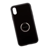 Защитная крышка "Meephone" для iPhone X/Xs  стекло с держателем кольцо (черная)