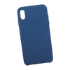 Защитная крышка для iPhone Xs Max Leather Сase кожаная (синяя, коробка)
