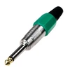 Штекер 6.3мм моно металл цанга "позолоченный" носик на кабель (зеленый), E28-28