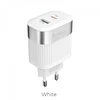 Сетевое зарядное устройство USB/Type-C Hoco C58A (18W, QC3.0, PD) Белый