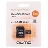 Карта памяти microSD 8 Гб Qumo +SD адаптер (class 6)