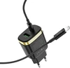 Сетевое зарядное устройство USB/Type-C Hoco C79A (18W, QC3.0, PD, кабель Type-C-Lightning) Черный
