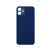 Задняя крышка для iPhone 12 синяя (стекло, широкий вырез под камеру)