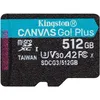 Карта памяти microSDXC UHS-I U3 Kingston Canvas Go! Plus 512 ГБ, 170 МБ/с, Class 10, SDCG3/512GBSP, 1 шт., без адаптера