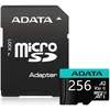 Карта памяти microSDXC UHS-I U3 A-Data Premier Pro 256 ГБ, 100 МБ/с, Class 10, AUSDX256GUI3V30SA2-RA1, 1 шт., переходник SD