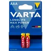 AAA Батарейка VARTA LongLife Max Power LR03 Alkaline, 2 шт.