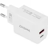 Сетевое зарядное устройство Digma DGW2D, USB-C + USB-A, 20Вт, 3A, белый [dgw2d0f110wh]