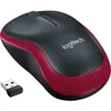 Мышь Logitech M185, оптическая, беспроводная, USB, черный и красный [910-002633]