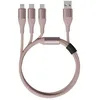Кабель SOLOVE DW2, Lightning (m)/USB Type-C (m)/micro USB (m) - USB (m), 1.2м, розовый [dw2 pink rus]