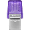 Флешка USB Kingston DataTraveler microDuo 3C 128ГБ, USB3.0, фиолетовый [dtduo3cg3/128gb]