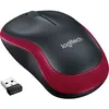 Мышь Logitech M185, оптическая, беспроводная, USB, черный и красный [910-002240]