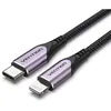 Кабель VENTION TACVF, Lightning (m) - USB Type-C (m), 1м, MFI, в оплетке, черный / фиолетовый