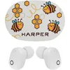 Наушники Harper Bee HB-534, Bluetooth, внутриканальные, белый/желтый [h00003191]