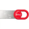 Флешка USB NETAC UM2 32ГБ, USB3.2, серебристый и красный [nt03um2n-032g-32re]