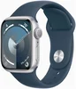 Смарт-часы Apple Watch Series 9 A2978, 41 мм, OLED, корпус серебристый, Sport Band, ремешок синий, 130-180 мм (MR903ZP/A)