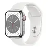 Умные часы Apple Watch Series 8 (GPS+ Cellular), 41 мм, Silver Stainless Steel Case/White Sport Band - R