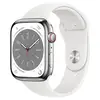 Умные часы Apple Watch Series 8 (GPS + Cellular), 45 мм, Silver Stainless Steel Case/White Sport Band - R