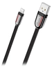 Дата-кабель USB универсальный Lightning Hoco U74 (2.4A, плоский, оплетка ткань, 120см) (черный)