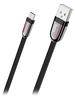 Дата-кабель USB универсальный MicroUSB Hoco U74 (2.4A, плоский, оплетка ткань, 120см) (черный)