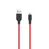 Дата-кабель Hoco X21 USB-Lightning (высокопрочный / силикон / 2 A) 1 м, красный с черным