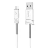 Дата-кабель Hoco X24 Pisces USB-MicroUSB (с пружиной) 1 м, белый