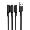 Дата-кабель Hoco X25 (3 в 1) USB-MicroUSB/Lightning/Type-C, 1 м, черный