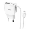 Сетевое зарядное устройство (СЗУ) Hoco C59A Mega joy (2 USB) + кабель Lightning, 2.1 А, белый