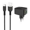 Сетевое зарядное устройство (СЗУ) Hoco C70A QC 3.0 (USB) + кабель MicroUSB, 3 A, черный