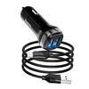 Автомобильное зарядное устройство (АЗУ) Hoco Z40 (2 USB) + кабель Type-C, 2.4 А, черный