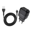 Сетевое зарядное устройство (СЗУ) Hoco C77A (2 USB) + кабель MicroUSB, 2.4 А, черный