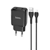 Сетевое зарядное устройство (СЗУ) Hoco N7 Speedy (2 USB) + кабель Lightning, 2.1 А, черный
