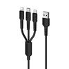 Дата-кабель Borofone BX16 (3 в 1) USB-Type-C/Lightning/MicroUSB, 1 м, черный