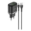 Сетевое зарядное устройство (СЗУ) Hoco N3 Vigour QC 3.0 (USB) + кабель Type-C, 3 А, черный