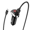 Автомобильное зарядное устройство (АЗУ) Borofone BZ15 (2 USB) + кабель Lightning, 2.4 А, черный