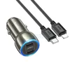 Автомобильное зарядное устройство (АЗУ) Hoco Z48 QC 3.0 (2 Type-C / 40 W) + кабель Type-C-Lightning, 3 А, черный