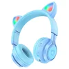 Наушники полноразмерные беспроводные Hoco W39 Cat Ear (Bluetooth) голубой
