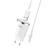 Сетевое зарядное устройство (СЗУ) Hoco C37A (USB) + кабель Lightning, 2.4 А, белый