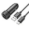 Автомобильное зарядное устройство (АЗУ) Hoco Z49 (2 USB) + кабель Type-C, 2.4 А, черный