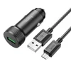 Автомобильное зарядное устройство (АЗУ) Hoco Z49A QC 3.0 (USB) + кабель MicroUSB, 3 А, черный