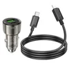 Автомобильное зарядное устройство (АЗУ) Hoco Z52 (USB+Type-C) + кабель Type-C-Lightning, 3 А, черный
