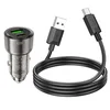 Автомобильное зарядное устройство (АЗУ) Hoco Z52 (USB+Type-C) + кабель Type-C, 3 A, черный