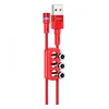 Кабель Hoco U98 (3 в 1) USB-Lightning/MicroUSB/Type-C, 1.2 м, красный