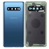 Задняя крышка для Samsung S10/ SM-G973 (со стеклом камеры) (LOGO) (синий)